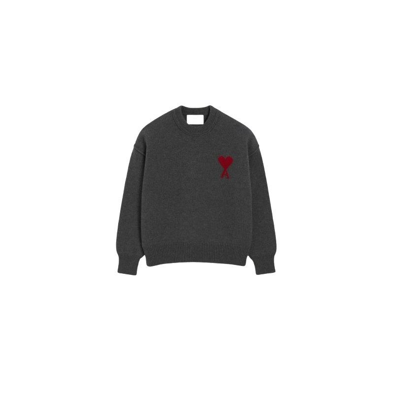 Pull Ami Paris Gris a coeur rouge