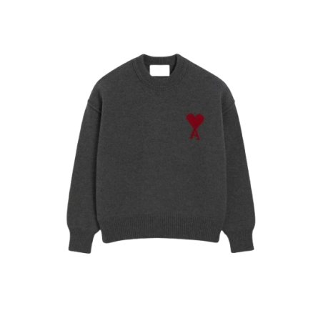 Pull Ami Paris Gris a coeur rouge