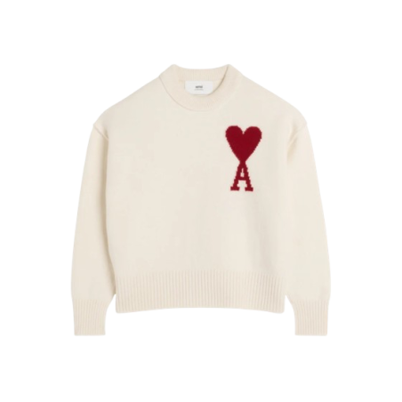Pull Ami Paris Blanc a coeur rouge