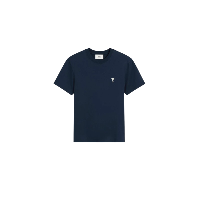T-shirt Ami Paris Bleu Marine Mini Coeur Blanc